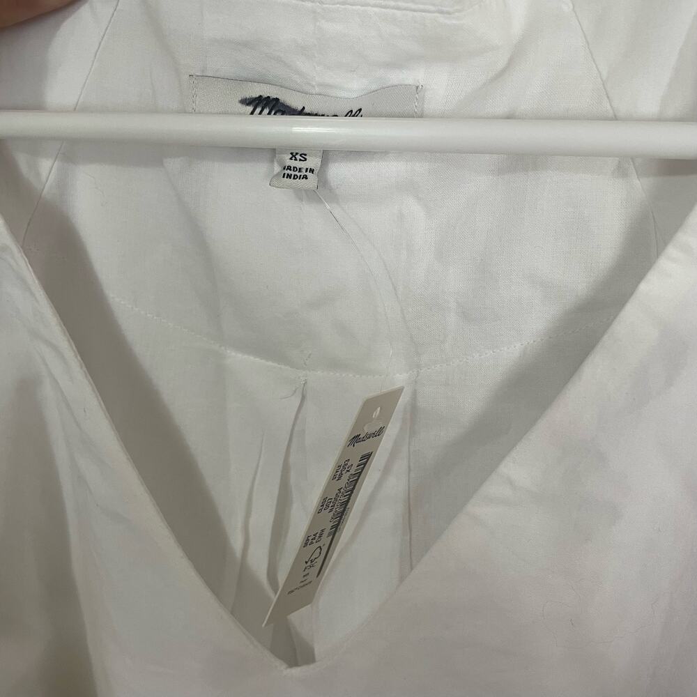 Madewell V Neck Mini Short Sleeve Trendy Going Out Shirt Dress US Women's XS New - Picture 4 of 7